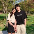 Couple Moonlight Letter-printed T-shirt