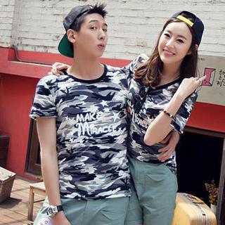 Short-sleeve Camouflage Couple T-shirt