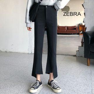 Cropped Slit-hem Boot Cut Pants