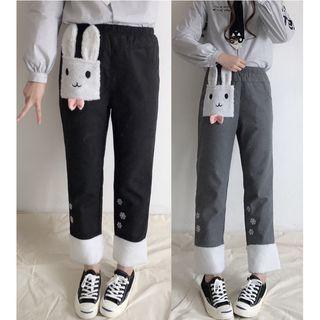 Rabbit Applique Straight-cut Pants