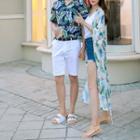 Couple Matching Floral Short-sleeve Shirt / Floral Beach Cover Up