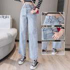 Irregular Cropped Wide Leg Jeans