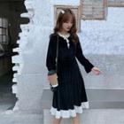 Plain Crewneck Loose-fit Long-sleeve Dress