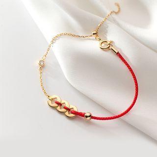 Coin Red String Bracelet Red & Gold - One Size