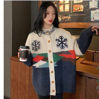 Lace Long-sleeve Top / Jacquard Cardigan