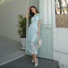 Buttoned Maxi Crochet-lace Dress