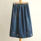 Midi A-line Denim Skirt