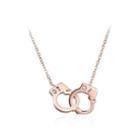 Fashion Plated Rose Gold 316l Stainless Steel Handcuff Shape Necklace With Cubic Zircon Rose Gold - One Size