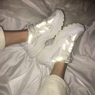Reflective Faux Leather Chunky Sneakers