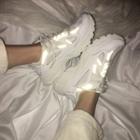 Reflective Faux Leather Chunky Sneakers