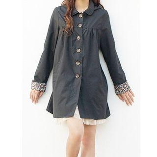 Floral Trim Hooded Raincoat