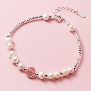 Faux Pearl & Bead Sterling Silver Bracelet S925 Silver - Bracelet - Silver - One Size