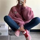 Zip-up Fleece Jacket Pink - One Size