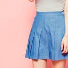 Denim Mini Pleat Skirt