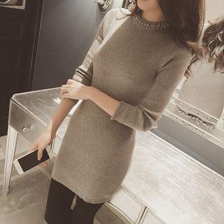 Rhinestone Mini Knit Sheath Dress