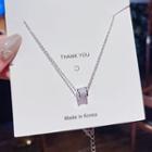 Rhinestone Pendant Stainless Steel Necklace X031 - 1 Pc - Silver - One Size