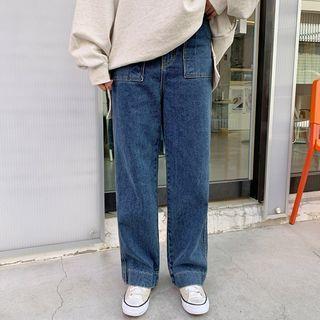 Patch-pocket Wide-leg Jeans