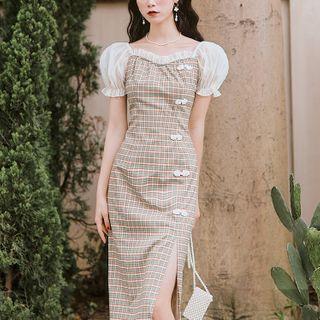 Cold Shoulder Short-sleeve Midi Qipao