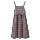 Plaid Strappy Midi A-line Dress Khaki - One Size