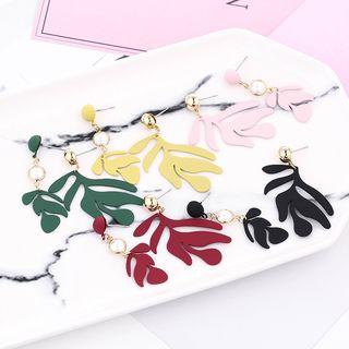 Non-matching Faux Pearl Leaf Dangle Earring