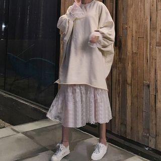 Plain Pullover / Long Sleeve Midi Lace Dress