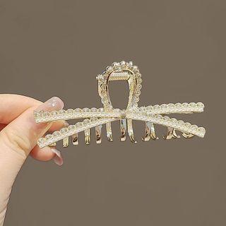 Rhinestone Alloy Hair Clamp Gold - One Size