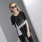 Patchwork Asymmetric Short-sleeved T-shirt