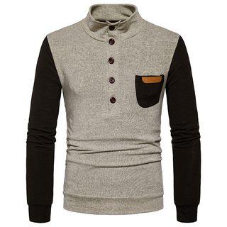 Mock Collar Color Block Sweater