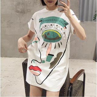 Print Short Sleeve T-shirt Tunic