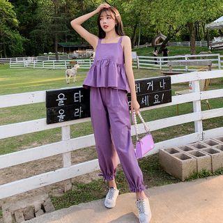 Set: Wide Strap Camisole Top + Harem Pants