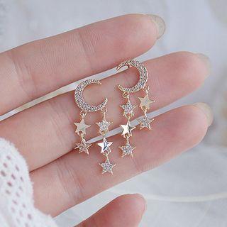 Moon Ear Stud 1 Pair - Qr-385 - Gold - One Size