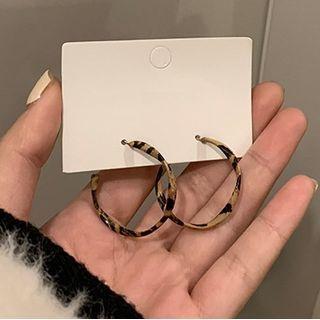 Twisted Acetate Open Hoop Earring 1 Pair - Khaki & Black - One Size