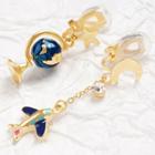 Non-matching Globe & Plane Dangle Earring