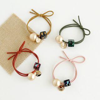 Bead & Cube Knotted Hair Tie