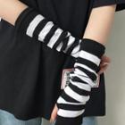 Striped Arm Sleeve / Fingerless Gloves