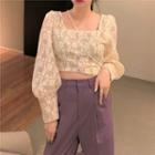 Square Neck Lace Top / Wide Leg Pants