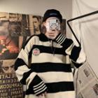 Unisex Loose-fit Striped Polo Sweater