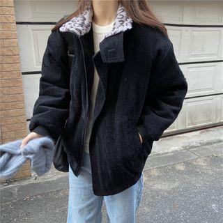 Corduroy Fleece-lined Zip-up Jacket