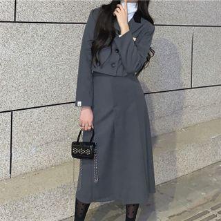 Cropped Blazer / Midi A-line Skirt