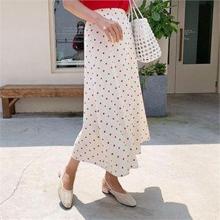 Polka-dot Long Dress Ivory - One Size