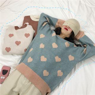 Heart Pattern Round-neck Sweater