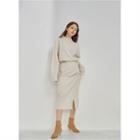 Slit-hem Wool Blend Skirt Cream - One Size