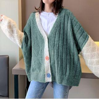 Two Tone Cable Knit Cardigan