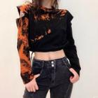 Tie-dyed Cut-out Cropped Sweatshirt