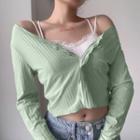 Cropped Cardigan Green - One Size