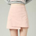 Wrap-front Corduroy A-line Mini Skirt