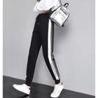 Drawstring Contrast Trim Harem Pants