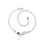 Simple And Fashion Geometric Blue Cubic Zircon Anklet Silver - One Size