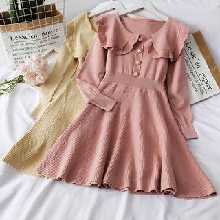 Sailor-collar Knit Mini Dress