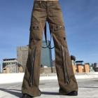 Strappy Zipper Details Cargo Pants